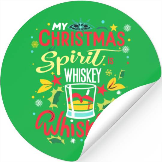 Santa My Christmas Spirit Is Whiskey Whiskey Stickers
