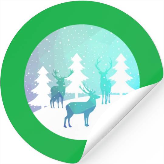 Deer Winter Forrest Stickers