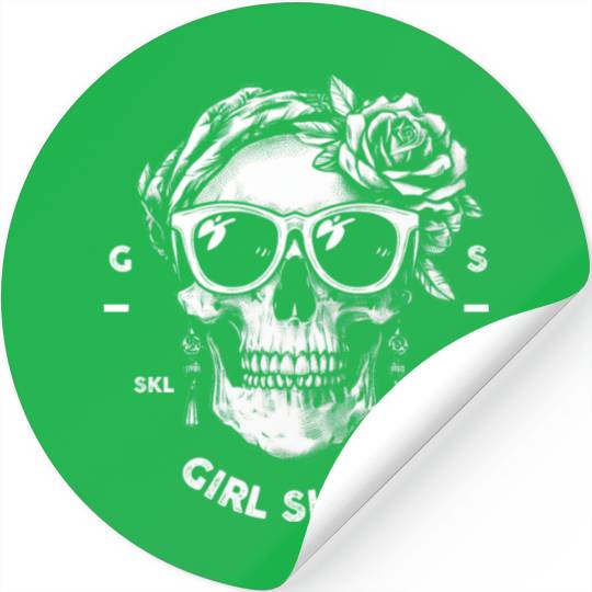 white girl skull by skull style society Stickers