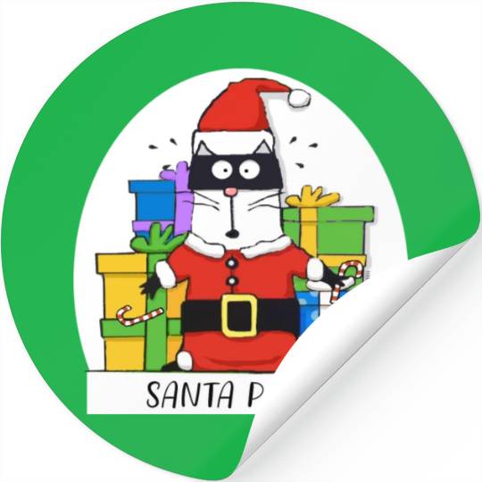 Surprised Cat Christmas Eve and Santa Paws Stickers