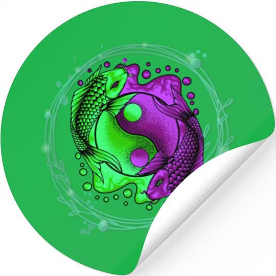 Yin Yang Yoga Japanese Koi Fish Stickers