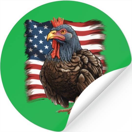 Funny thanksgiving turkey with USA flag Stickers