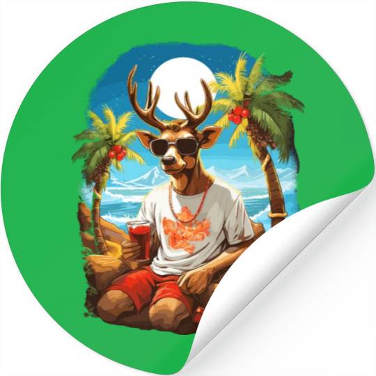 Tropical Reindeer Holiday Escape Stickers
