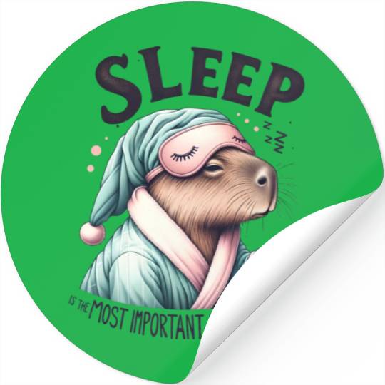 Sleepy Capybara in Comfy Pajamas Stickers