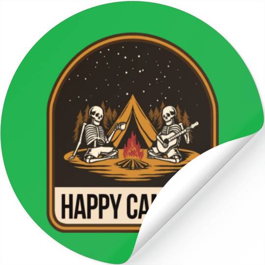 Happy Camper Skeleton Campfire Tent Stickers