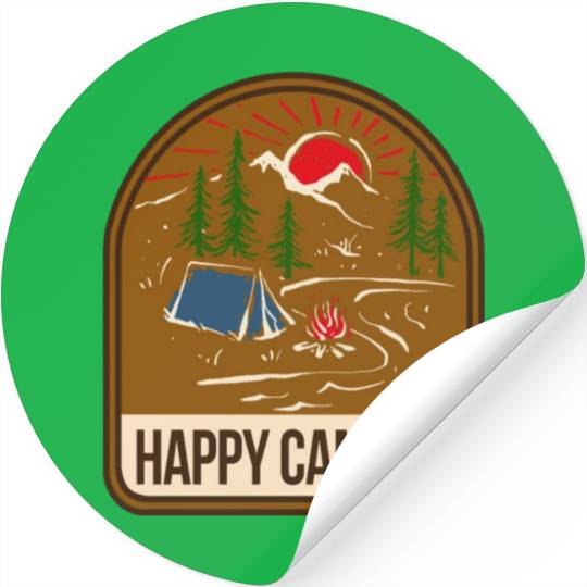 Happy Camper Camping Campfire Tent Stickers