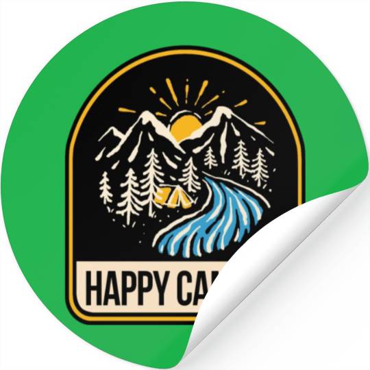 Happy Camper Camping Campfire Tent Stickers