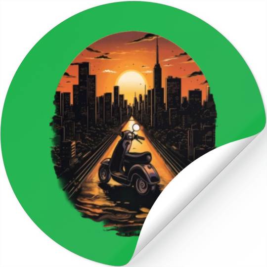 Scooter Motorcycle Moped Rider Vintage Stickers