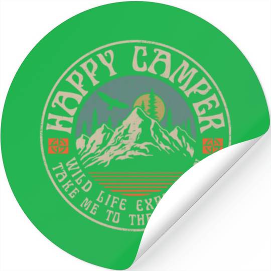 HAPPY CAMPER VINTAGE MOUNTAINS Stickers
