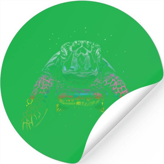 Colorful Turtle Swimming Stickers