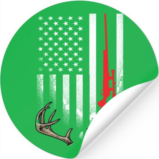 Hunter American Flag Stickers USA Hunting Deer