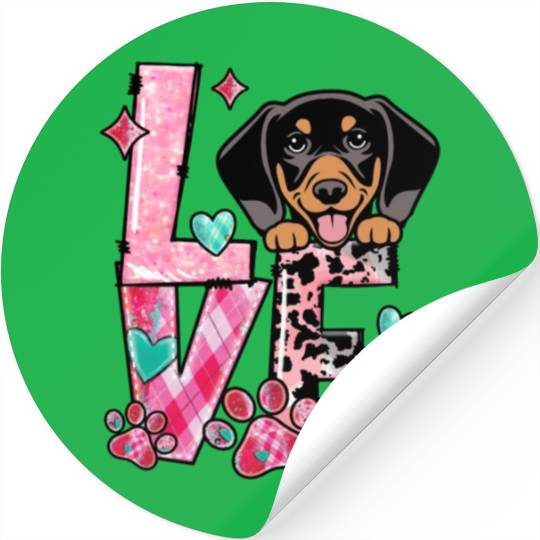 Daschund I Love My Dog Stickers