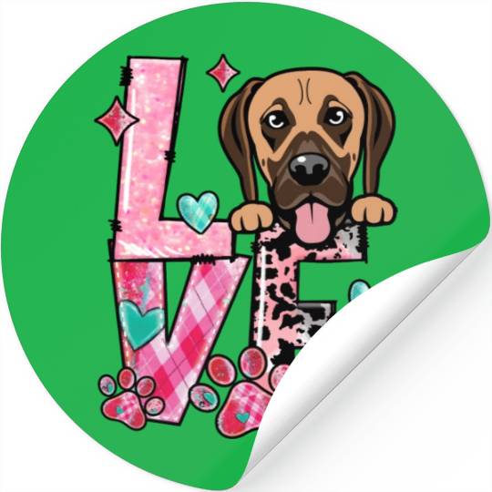 Great Dane Dog I Love My Dog Fur Baby Valentines D Stickers