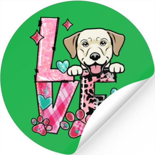 Labrador Dog I Love My Dog Fur Baby Valentines Da Stickers