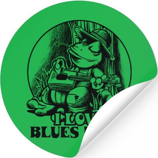 Delta Blues Frog With Guitar I Love Blues Music Stickers