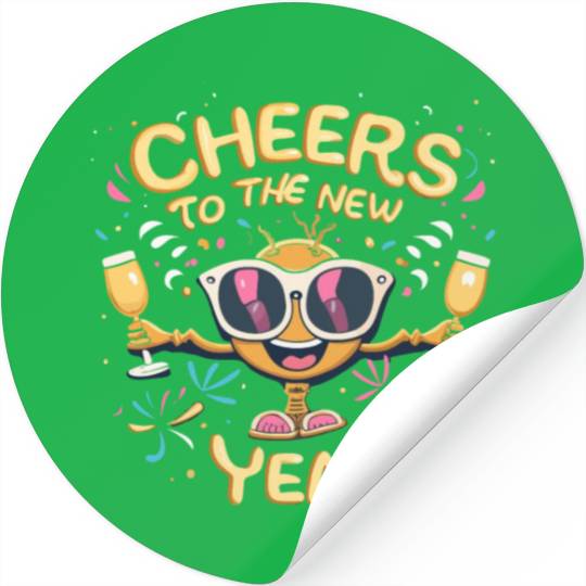 NYE Festive Cheers To The New Year Traditional Stickers