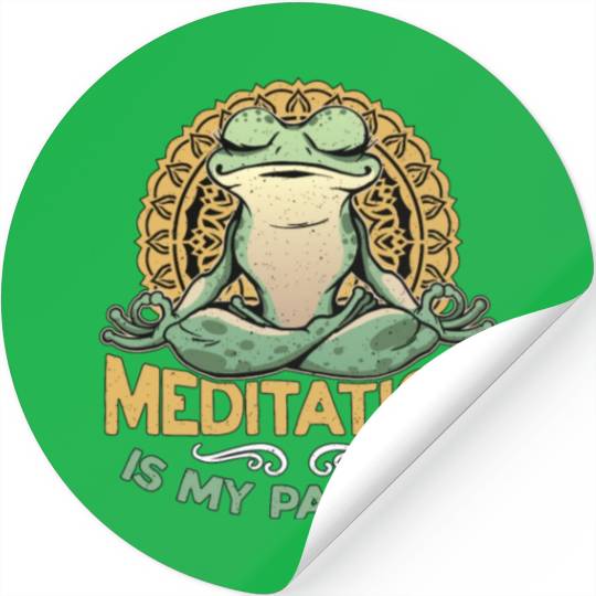 Meditation Is My Passion Yoga Exercise Frog Lover Stickers