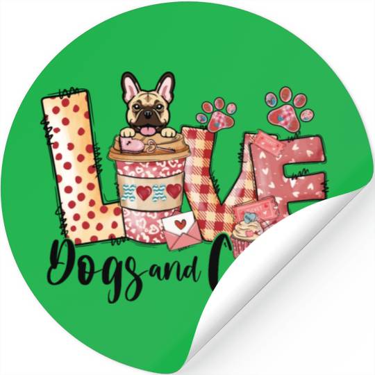 Frenchie Dog Coffee Lover Dog Mom Valentines Day Stickers