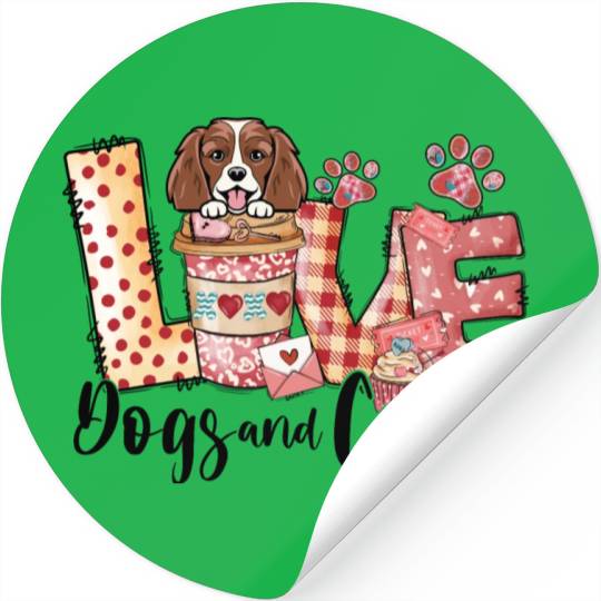 King Charles Dog Coffee Lover Dog Mom Valentines Stickers