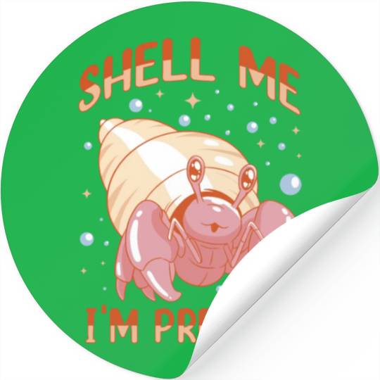 Sea Creature Seafood Shells Hermit Crab Lover Stickers