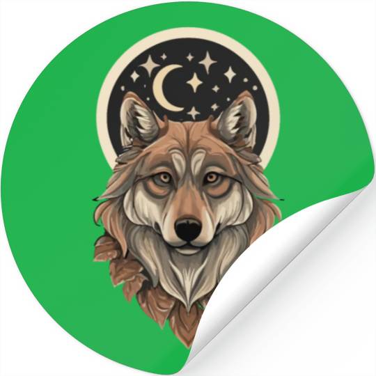 Wolf Moon Stars Design Stickers