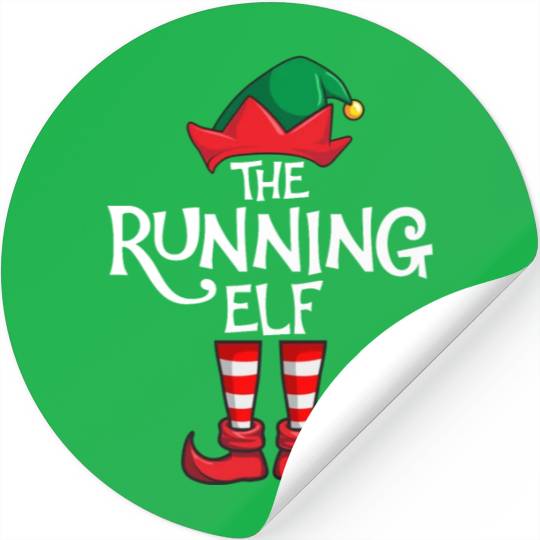 Running Elf Matching Family Christmas Stickers