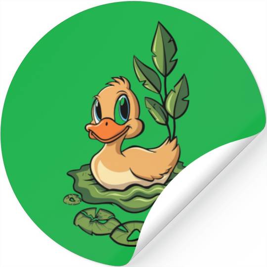 cute duck swimming in a swamp Stickers