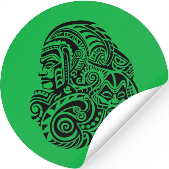 Maori Cultural Ink Tattoo Mastery in black Stickers