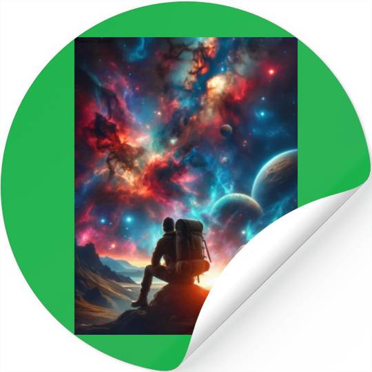 A Lonely Journey In The Embrace Of Infinity. Stickers