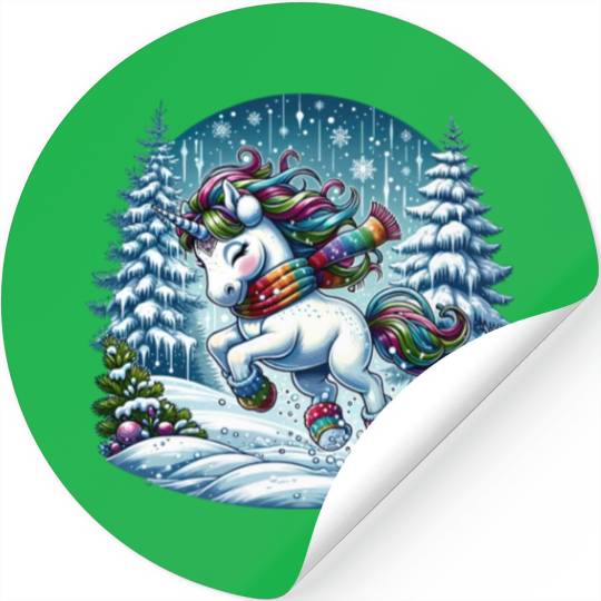 Unicorn in a Winter Wonderland Stickers