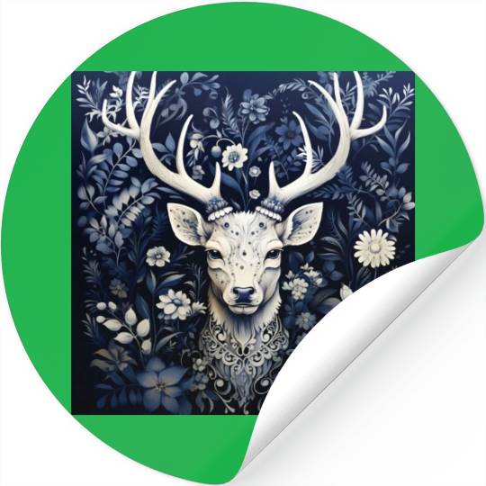 Enchanted Forest Deer Winter Bloom Stickers
