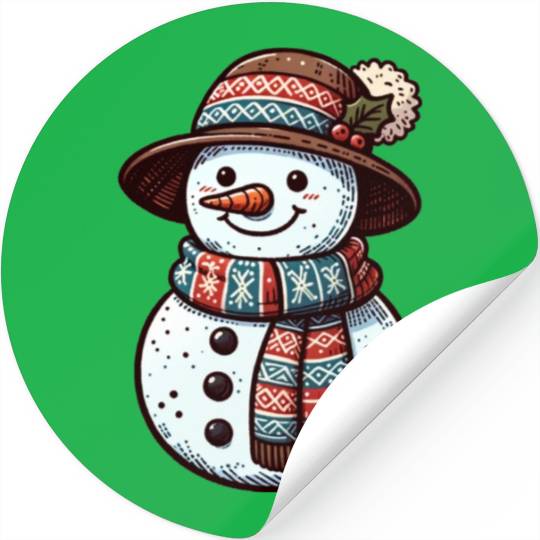 Winter Wonderland: Charming Snowman Illustration Stickers