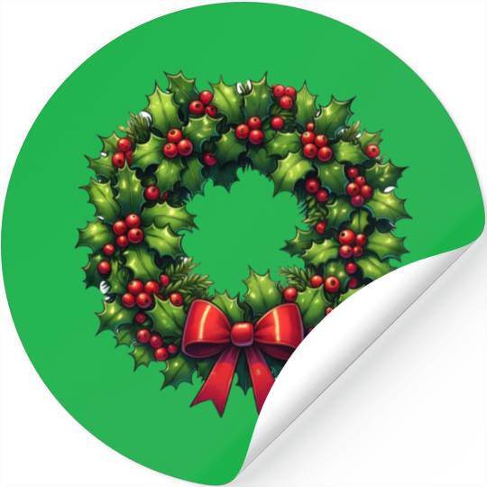 Festive Foliage: Classic Christmas Wreath Stickers