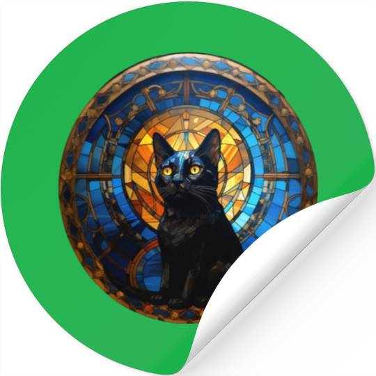 Bombay cat in stained glass Stickers