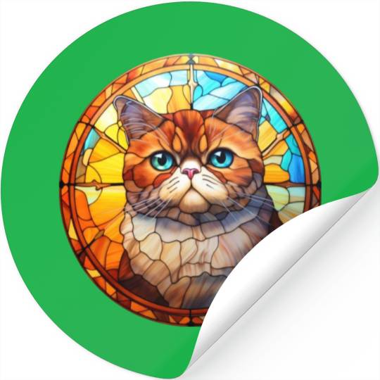 Exotic Shorthair cat in stained glass Stickers