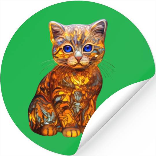 Stained Glass Scottish Fold kitten Stickers