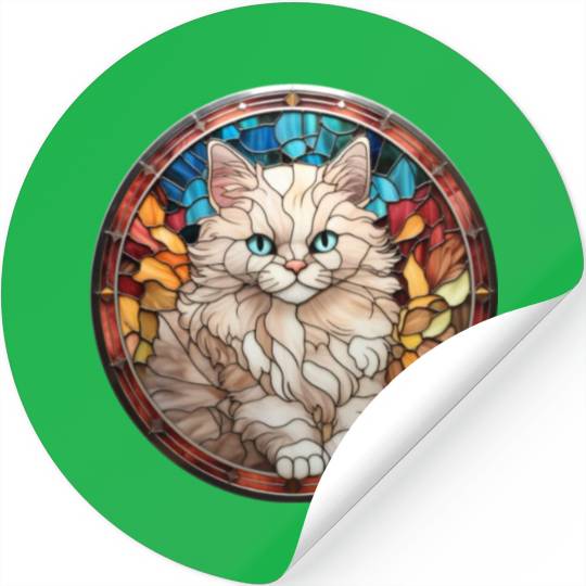 Ragdoll kitten in stained glass Stickers