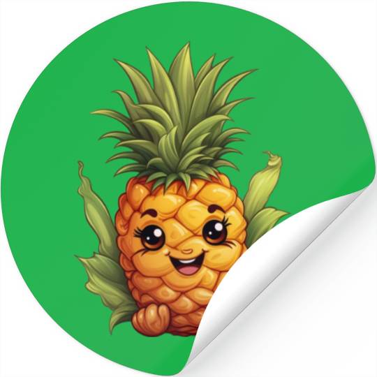 A charming kawaii style pineapple Stickers
