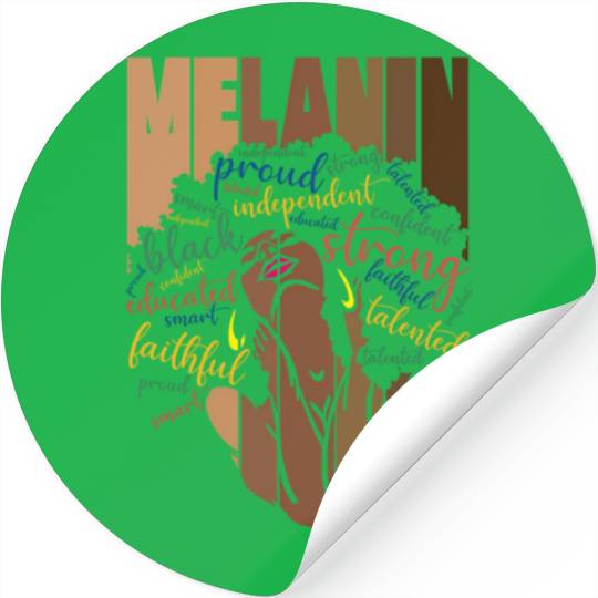 Melanin Powerful Words Afro Black Stickers