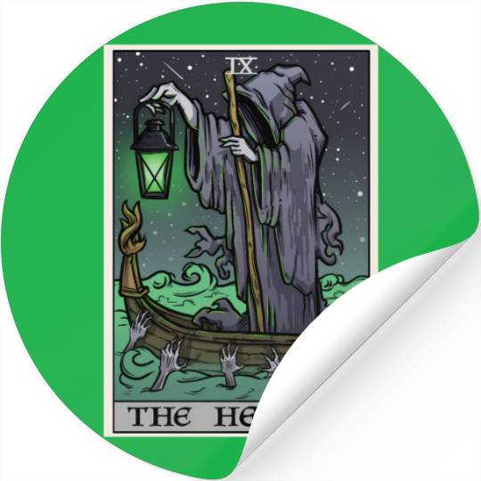 The Hermit Tarot Card Gothic Halloween Grim Reaper Stickers