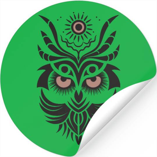 Owl T Tattoo Style Design Vector 2 Colors Stickers
