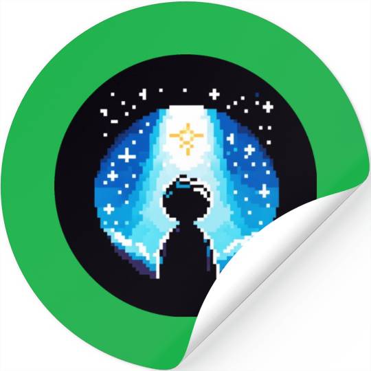 Digital Night Sky - 8-Bit Childhood Dreams Stickers