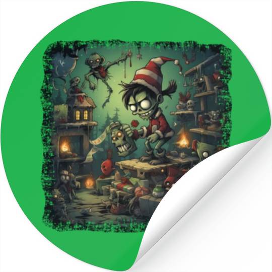 Zombie Elf Factory - Creepy Christmas Atmosphere Stickers