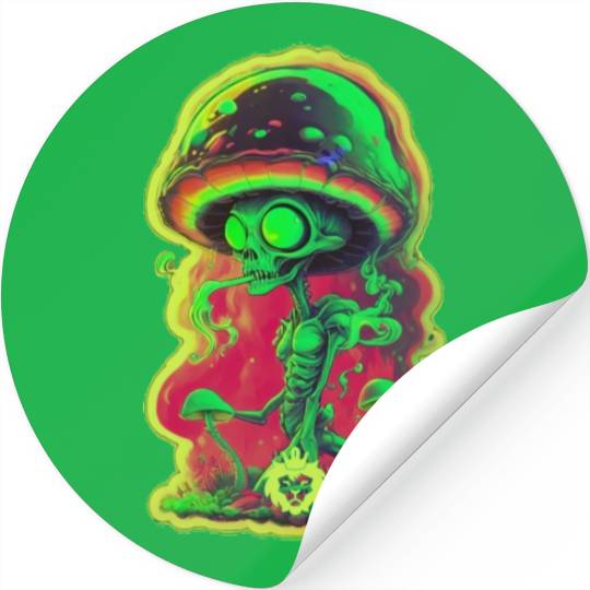 Psychedelic mushroom alien Stickers