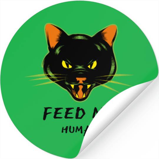 Angry Cat Feed Me Human Gift Stickers