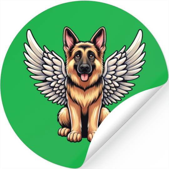 German Shepherd Angel - Guardian with Wings Stickers