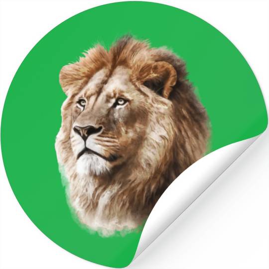 Majestic Lion Watercolor Painting Portrait Stickers