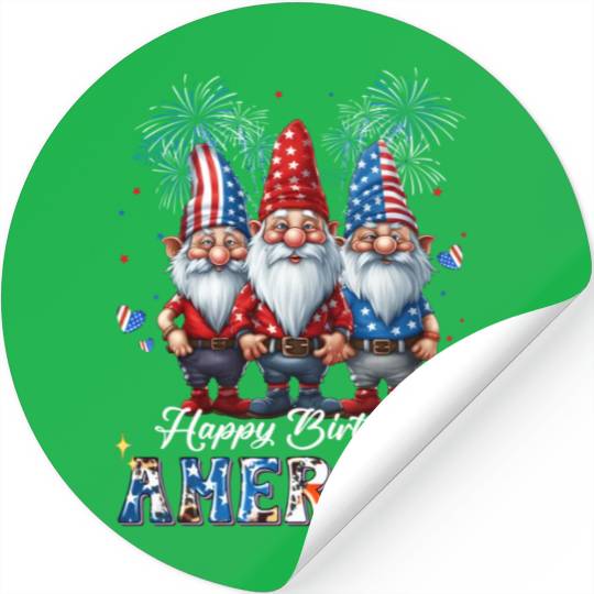 4Th Of July 2023 Usa Patriotic Gnomes Happy Americ Stickers