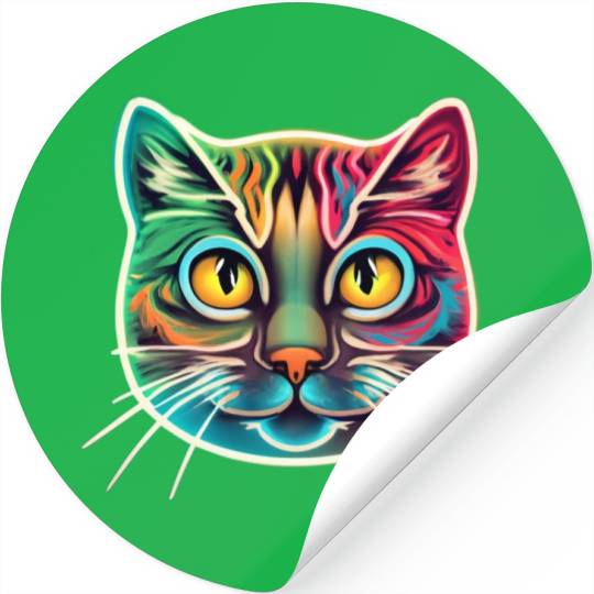 cat face neon design Stickers