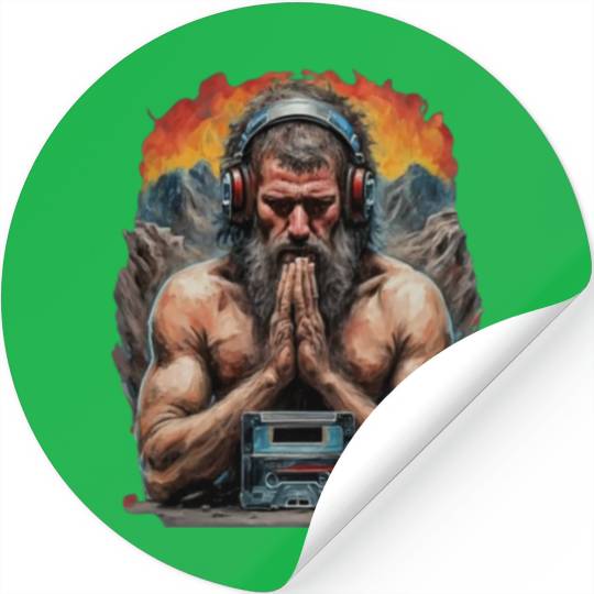 Groovy Stone Age: The Caveman in Beats Ritual Stickers